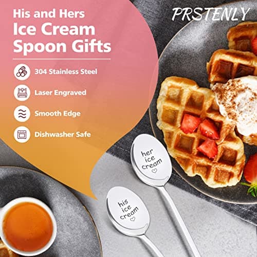 PRSTENLY Wedding Gifts for Couples 2025, 2 Pcs His and Hers Ice Cream Spoon Anniversary Engagement Gifts for Couple Him Her Boyfriend Girlfriend Graduation Christmas Birthday