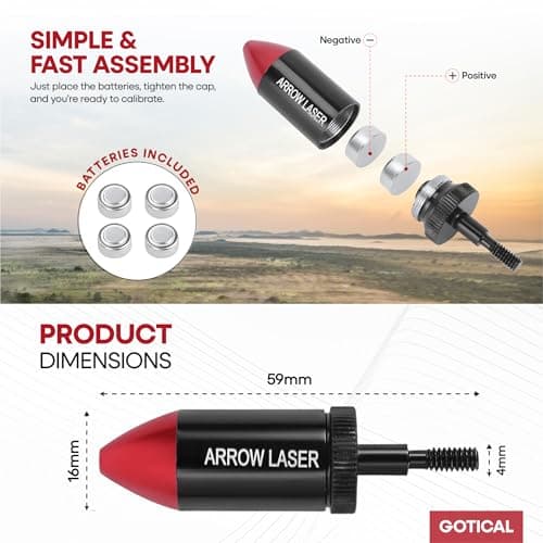 GOTICAL Arrow Laser Sight Tactical Archery Bore Sight Red Dot Laser for Compound Bow Crossbow Boresighter Sight Tool for Target