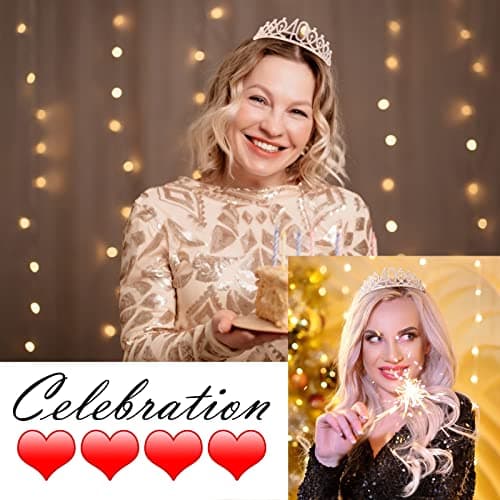CIEHER 40th Birthday Crown + Sash + Pearl Pin Set for Women, Tiara, Gifts for Friends, Party Decorations & Favors B09F998WFG
