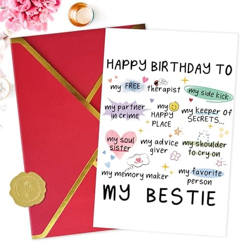 Funny Birthday Card for Women Sister, Happy Bday Gifts for Bestie, Bestie & Friendship Birthday Card
