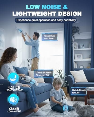 EABOSON Handheld Vacuum Cordless, 16000PA High Power Suction Hand Held Car Vacuum Cleaner Portable with Washable Filter & Multi Accessories, Rechargeable Dust Busters for Car Home Office and Pet Hair