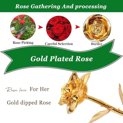 Gold Rose 24K Plated Gold Dipped Rose,Genuine One of a Kind - Forever Flower -Preserved Rose,Romantic Gift for Valentine's Day and Mothers Day, Anniversary, Birthday,Gifts for Her,Wife,Girlfriend B0GDLHD117