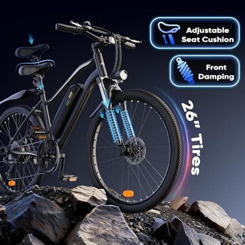 Electric Bike - Electric Bike for Adults 500W, Up to 55 Miles, 20MPH Electric Mountain Bike, 26'' Tires Lightweight E-Bike for Commuting Mountain Road Sand