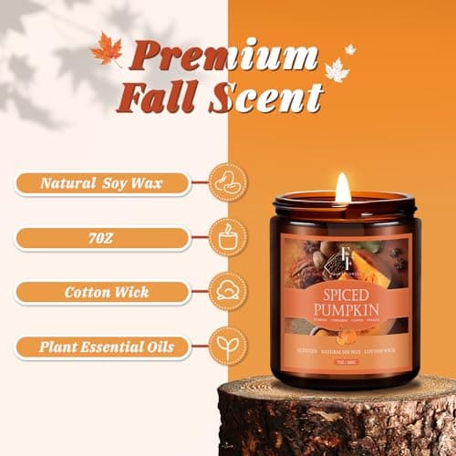 Fall Candles Set, 4 Pack Candles for Home Scented Natural Soy Wax, Autumn Gifts Set for Women Men, Fall Fragrance of Pumpkin/Cinnamon/Vanilla Cupcake/Apple B0F66HVPDY