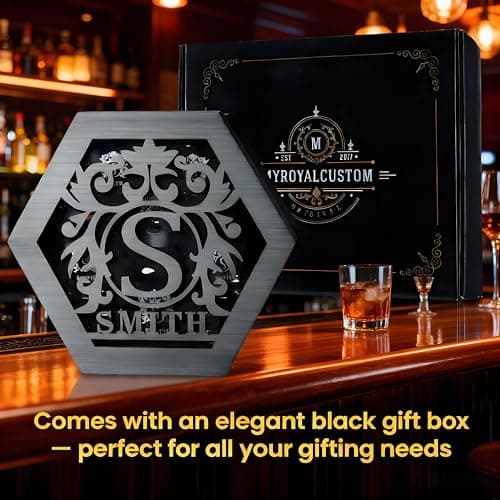 Personalized Whiskey Decanter Set for Men Home Bar Custom Liquor Decanters Wooden Box Whiskey Glasses Set Gifts for Husband Dad Men Cave Christmas Birthday Anniversary Valentine‘s Day