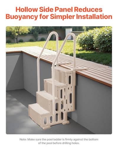 VEVOR Swimming Pool Ladder, 4-Step Double Handrails Stairs with Non-Slip Heavy Duty Steps, Max Load Capacity 400 lbs, for 48-54 in Inground & Above-Ground Pools of Any Decking Surface, Taupe