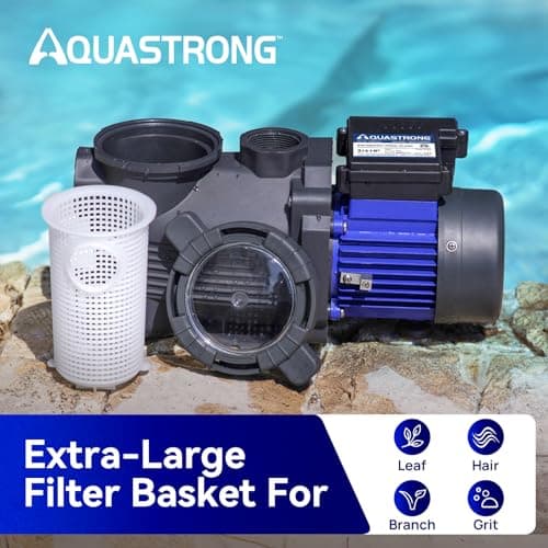 AQUASTRONG Above Ground Pool Pump High Flow Self Priming Swimming Pool Pumps with Filter Basket,Deep Black