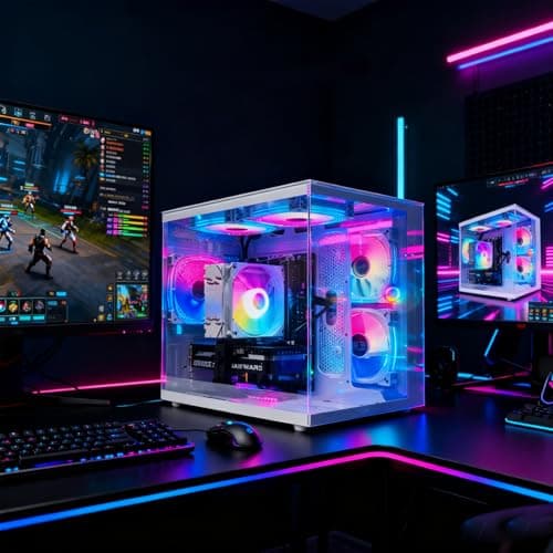 suevery High End Desktop Computer | Ryzen 7 5700X + RTX 5060 8G | 32GB DDR4 + 1TB SSD | WIFI6| Streaming Office VR Home Video 5K Editing Gaming PC