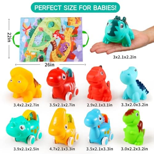9 PCS Vehicles for Baby Boy Gifts,1 Year Old Toys for Toddler Boy Toys 1-2,1st Birthday Gift for Infant 12 18 Months ALASOU Dinosaur Car Toys for 1 Year Old Boy Gifts with Playmat/Storage Bag B09MN585VM