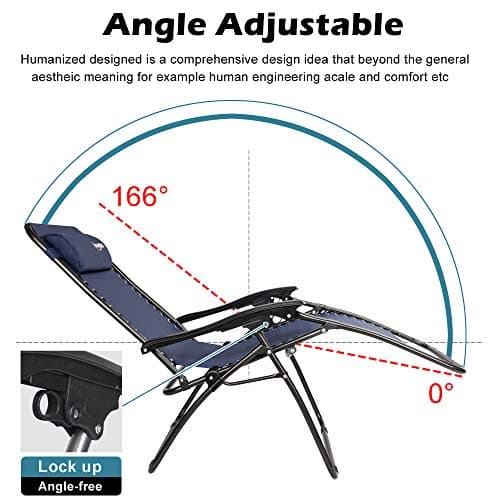 VINGLI Upgraded Zero Gravity Chair Set of 2 Lounge Outdoor Chairs with Trays and Pillows, Folding Patio Recliner Chairs for Backyard Poolside Garden