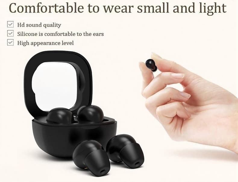 Honcas Mini Earbuds for Work and Sleep, Small Bluetooth 5.3 Headphones, 24 Hours Total Battery Life