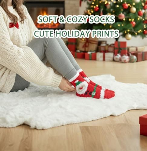 2025 Christmas Gift Set for Women, Holiday Gift Box with Cozy Blanket, Hand Cream, Santa Mug, Scented Candle & Fuzzy Socks, Christmas Gift Basket for Mom, Sister, Best Friend or Coworker