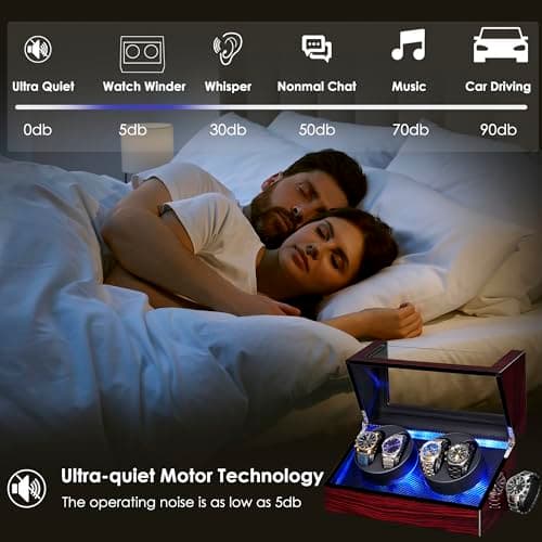ANWBROAD ANWBROAD Watch Winders For Automatic Watches, Automatic Watch Winder Box With Led Light, Watch Turner For Automatic, 4 Watch Rotator And Super Quiet Motor And 4 Rotation Mode, UJWW011Y