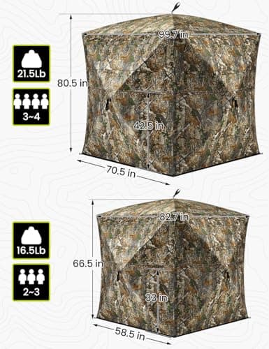 TIDEWE Hunting Blind 270°See Through with Carrying Bag for Turkey Hunting, Pop Up Ground Blinds, Portable Resilient Hunting Tent