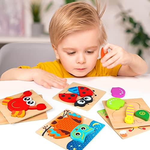 Animal Jigsaw Puzzles for Toddlers Ages 1-3 2-4 - Baby Kids Learning Educational Preschool Toys Christmas Birthday Gifts Wooden Toddler Puzzles Montessori Toys: Gifts for 1 2 3 Year Old Boys Girls B07QG618QT