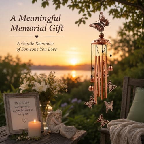 Butterfly Garden Decor for Patio Porch Balcony, Sister Birthday Gifts, Housewarming Gifts for Women, Mom Grandma Butterfly Wind Chimes for Outside, Memorial Wind Chimes, Gifts for Women B09PBWLWPK