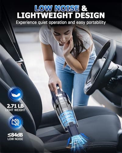 AHNR Handheld Vacuum Cordless, 16000PA Powerful Suction Hand Held Vacuum Dust Busters Cordless Rechargeable with LED Light & 2 HEPA Filters, Portable Car Vacuum Cleaner High Power for Car Home Office