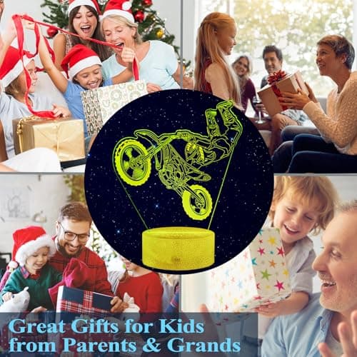 Dirt Bike Night Light, Dirt Bike Gifts for Boy, 3D Illusion Lamp with Remote Control, 16 Colors Changing, RGB Flashing Mode and Dimmable, Gifts for Boys Christmas Decor