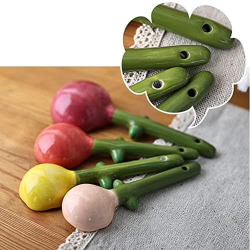 Flower Measuring Spoons Set in Pot Unique Baking Gifts Ceramic Cute Measuring Cups and Spoons with Holder for Dry Wet Ingredients Dishwasher Safe Pink B0BTX9KGZQ