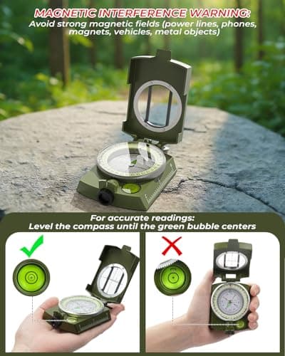 Sportneer Compass: Accurate Durable Lightweight Orienteering Compass with Strap and Carrying Case, Glow in The Dark Waterproof Hiking Essentials for Camping Backpacking, Best Survival Gifts for Kids