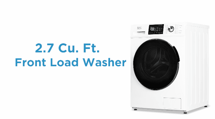 BLACK+DECKER Front Load Washer, 2.7 Cu. Ft. Compact Washing Machine with LED Display & 16 Cycles