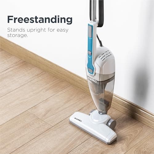 Eureka Corded Stick Vacuum Cleaner for Home Pet Hair, Lightweight Stick Vacuum Cleaner with Powerful Suction for Carpet Tile and Hard Floor, Aqua Blue, 3-in-1 Handheld Vac NES100