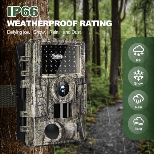 4K 60MP WiFi Trail Camera,Game Cameras with Night Vision Motion Activated Waterproof,Suitable for Outdoor Wildlife Detection, Monitoring Home Security