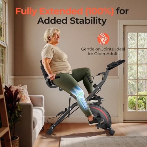 Pleny Folding Exercise Bike, 5 IN 1 Stationary Bikes for Home 6.6 LBS Flywheel, 330LB Weight Capacity Back Support Cushion Indoor Workout Cycling Bike for Home Gym