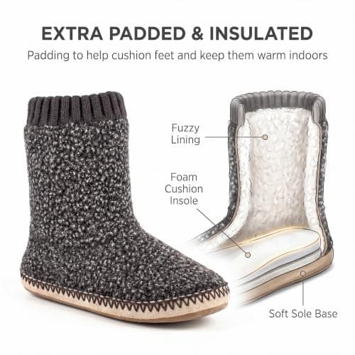 Textured knit upper, fuzzy lining, ankle-high coverage and cushioned insole for cold floors; machine washable cosyone1997 Boot Slippers for Men Indoor Non Slip Soft Sole B0C5F5SNB7
