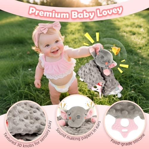 Newborn Baby Girl Gift, 9 Pcs Baby Gifts for Girls Newborn Essentials, New Baby Girl Gift Basket Baby Shower Gender Reveal Gifts, New Mom Gift Swaddle Blanket Bunny Rattle Gift Set