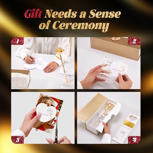 Mikasol Gold Dipped Real 24K Gold Rose, 1 Pack Infinity Flower Decor Hand Dipped in 24K Romantic Rose Gifts for Women in Her Wife Girlfriend Birthday Anniversary Valentines Mothers Day Christmas B0CC5R3S9V