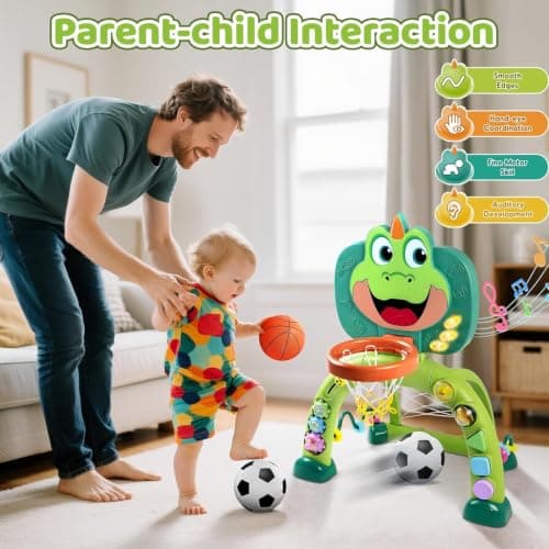Boy Girl Toys for 12-18 Months with Sound Music, Interactive Learning Birthday Gift for Kids Marstone Toddler Basketball Hoop Soccer Goal Activity Toy for 1-3 Years Old B0FF9X3J72