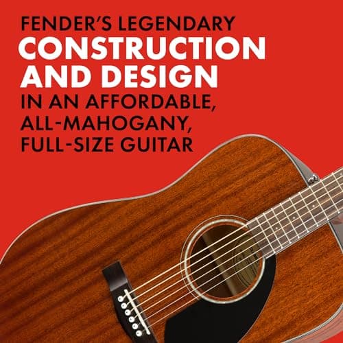 Fender Acoustic Guitar, CD-60S, with 2-Year Warranty, Dreadnought Classic Design with Rounded Walnut Fingerboard, Glossed Finish, All-Mahogany Construction