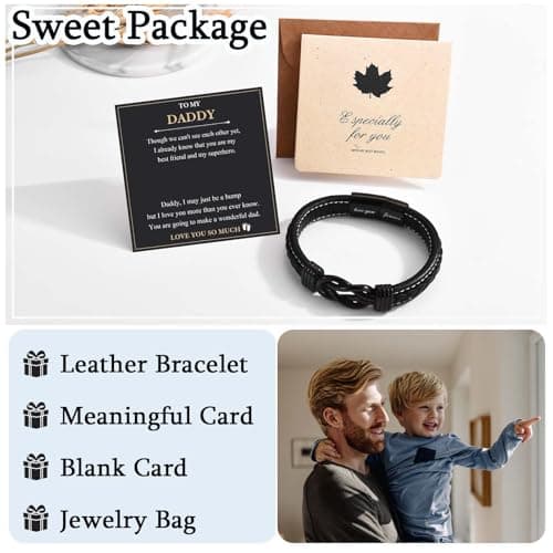 Love You Forever Leather Bracelet Gifts for Men Him Teen Boys, To My Brother Son Grandson Nephew Friend Dad Husband Christmas Birthday Valentines Fathers Day Graduation Back to School Gifts