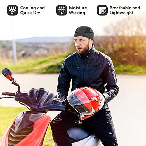 Skull Cap Helmet Liner Beanie, Cooling Mesh Cycling Running Hat for Men Women, Fits Under Helmets