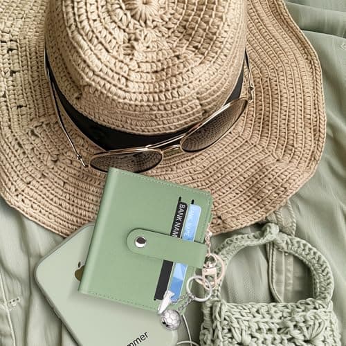 Airkit Small Wallets Woman RFID Blocking Leather Credit Card Holder - with ID Window - Card Wallets for Women - with Zipper Coin Purse - Keychain Wallet