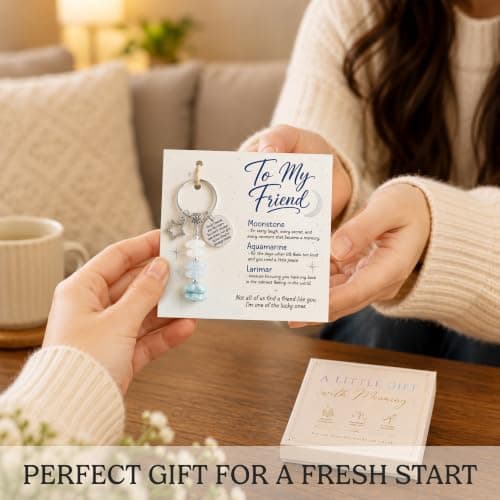 Made With 3 Types Of Genuine Stone Beads And Stainless Steel Ring, Lightweight 2.43 Inch Keychain, Includes Sentimental Card 2.43 Inch Crystal Keychain Gifts For Women, Friend, Coworker, Daughter, Mom B0H5WQWGNL