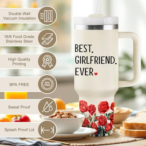 Anniversary, Christmas, Valentines Day Gift Ideas for Her - 40oz Travel Cup Insulated Tumbler with Lid & Straw Gifts for Girlfriend - Girlfriend Birthday Gifts for Women B0FVDQHKY6