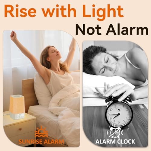Wkzay White Noise Sound Machine: 30 Soothing Sounds, Sunrise Alarm Clock for Gentle Wake Up, Adjustable Volume & Night Light, Timer - Easy to Sleep, Relax, Focus