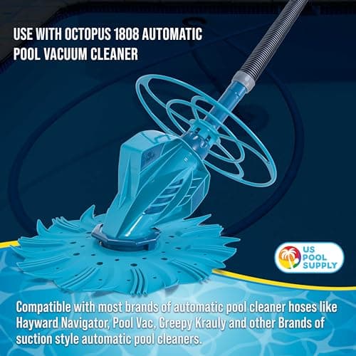 U.S. Pool Supply Pool Vacuum Hose, 8 Piece Pool Hose Set - 40" Blue Flexible Spiral Wound Connector Sections with 1.5" Male & Female Cuff Ends, Replacement Fits Most Inground Automatic Cleaner Brands