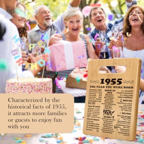 70th Birthday Gifts for Women Men, Happy 70 Year Old Birthday Gift Cutting Board for Her Him, Back In 1955 Birthday Decorations Woman Man Turning 70, 70th Cutting Board Birthday Favor