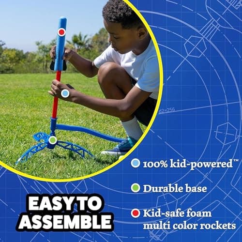 Fun Outdoor Toys for Boys & Girls, Ages 3 & Up - Soft Foam Blaster Set Soars Up to 100ft - STEM Toys for Outside & Backyard Stomp Rocket Jr Multi-Color Rocket Launcher for Kids, 8 Rockets B00G466HBU