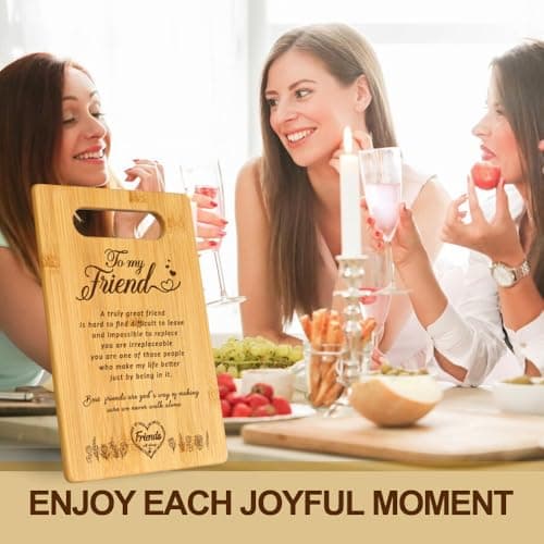 Best Friendship Birthday Gifts for Women Thank You Gifts for BFF Best Friend Kitchen Decoration Gifts for Bestie, Bamboo cutting board for Friend Christmas Gifts, Inspirational Quote Gifts from friend