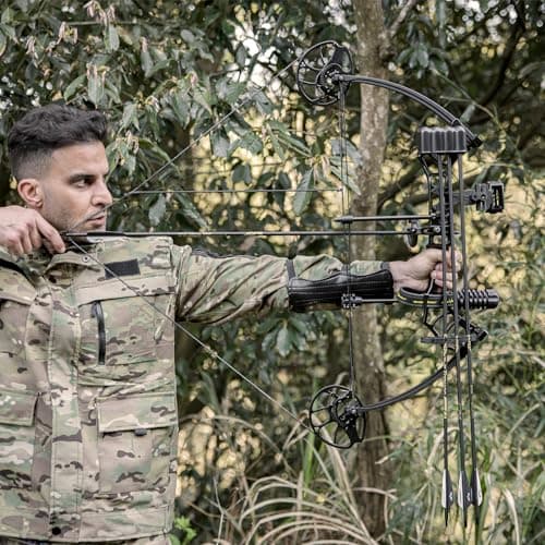 Lanneret Compound Bow and Archery Sets - Right Hand Archery Compound Bows 0-70 lbs Draw Weight Adjustable for Adults and Beginners，25"-31" Draw Length，up to IBO 320 fps，Archery Hunting Bow Set