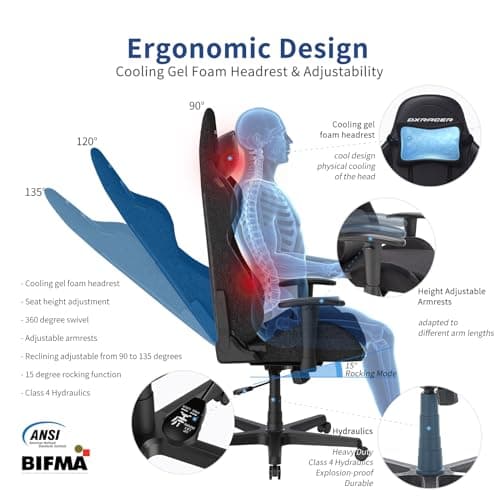 DXRacer Formula Gaming Chair - Ergonomic Chair for Computer and Video Game, Memory Foam Headrest, Lumbar Support, Water-Resistant Fabric, Black