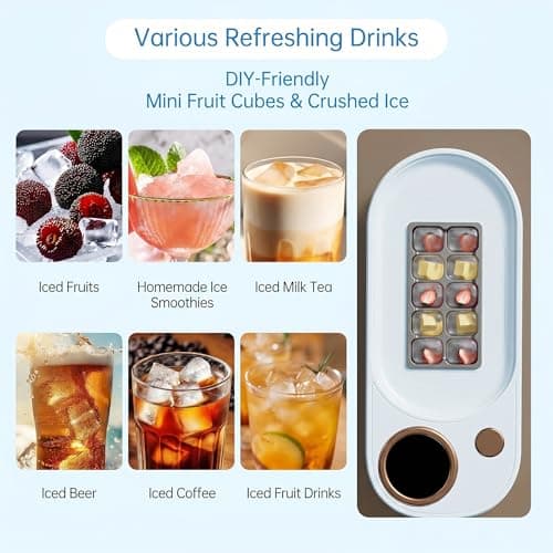 Portable Ice Maker, 12V DC Mini Car Ice Maker, Makes 10 Cubes in 15-20 Mins, with Cigarette Lighter for Trips, Camping,(Adapter Needs Separate Buy 5.5x2.1mm F to 5.5x2.5mm M Converter) (Blue)