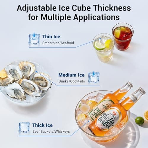 Commercial Ice Maker, 450LBS/24H Ice Machine Commercial with 120 LBS Storage, Ice Ready in 8-15 min, Under Counter Ice Machine, Commercial Ice Machine Maker for Restaurant/Bar/Cafe/Business