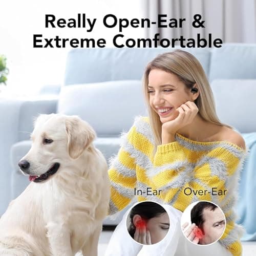 Open Ear Bluetooth 5.3 Earbuds,Wireless Headphones Sport Over Earphones Built-in 4 Mic with Ear Hooks 75H Playtime,Bluetooth Ear Buds with LED Digital Display,IPX5 Waterproof for Running Fitness/Black