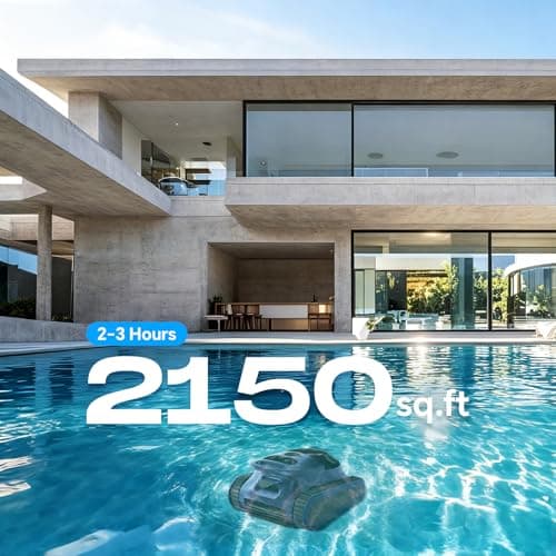(2026 New) Robotic Pool Cleaner - Pool Vacuum 180W Brushless Motor, 48,000Pa Suction, Wall Climbing, AI-Powered Path Sonar Navigation, 3 Modes Robot for Inground & Above-Ground Pools Up to 2150 Sq. Ft
