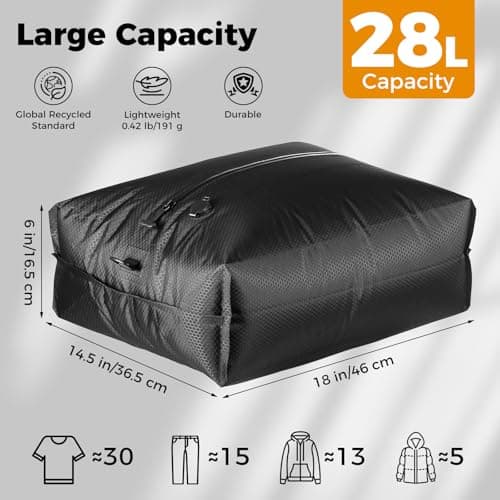 HONKID Vacuum Bags for Travel with Wireless Pump (2PC) - IP67 Waterproof Reusable Vacuum Compression Travel Bags for Luggage, Suitcase and Backpack, Space Saver for Clothes & Travel Clothing